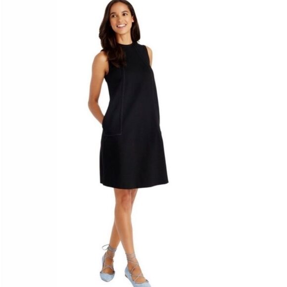 J. McLaughlin Black Sleeveless Shift Dress Sz XSMALL Career Minimalist Capsule - Picture 2 of 11
